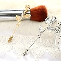 Vista 4 de Broche de solapa floral rosa para hombre, broche de broche para traje de esmoquin, accesorio de ramillete (dorado)