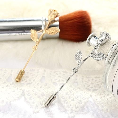 Miniatura 4 de Broche de solapa floral rosa para hombre, broche de broche para traje de esmoquin, accesorio de ramillete (dorado)