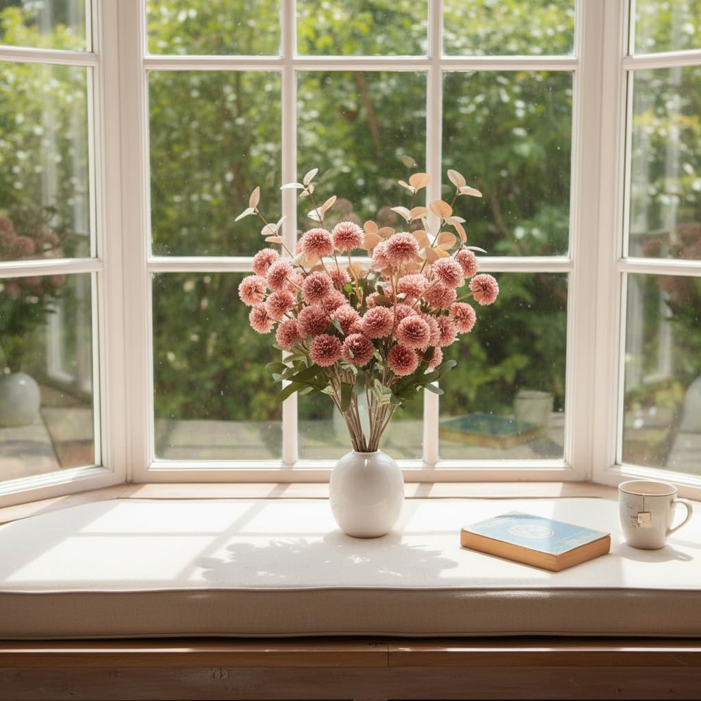 Artificial Flowers for Vase, 12 Bundles Fake Plants, Beige, Faux Flowers, for DIY Bouquet Centerpieces Wedding Fillers, Chrysanthemum Flowers Artificial for Spring Summer Autumn