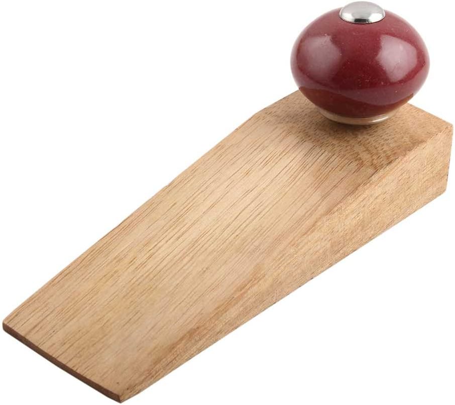 IndianShelf 4 Pieces Wood Decorative Door Stoppers for Bottom of Door- Cherry Heavy Duty Non Slip Rubber Base Door Wedges- Sturdy Floor Door Stop for Inside and Outside