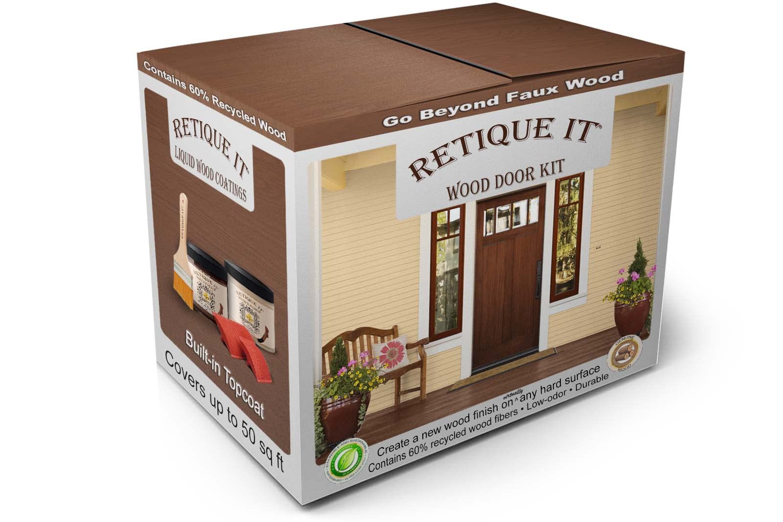 Wood Finish Front Door Kit – GO Beyond Faux Wood with Paintable Liquid Wood Based Primer and Gel Stain - Graining Tools Included (Front Door Kit, Java)