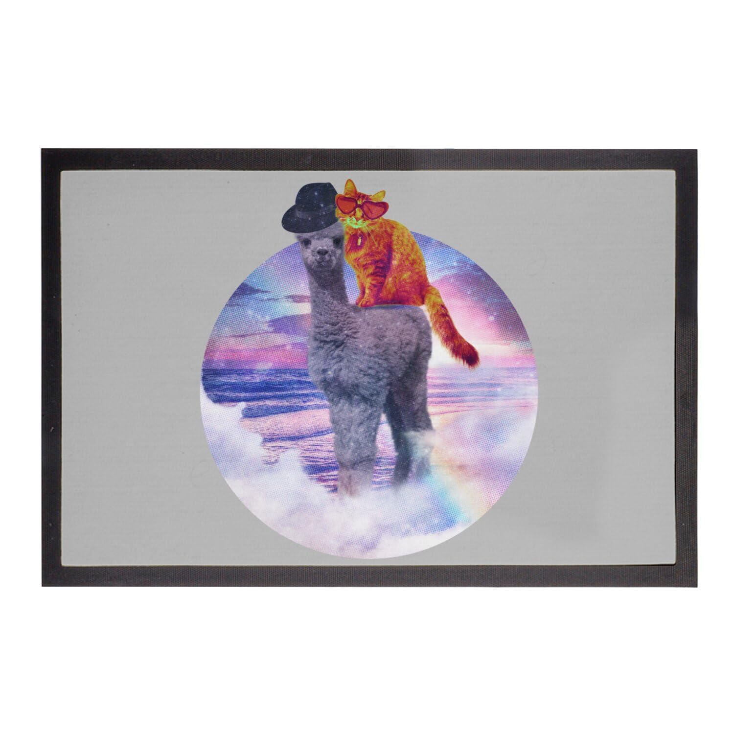 Paillasson gris 60x40 original lama chat cadeau pendaison crémaillère humour