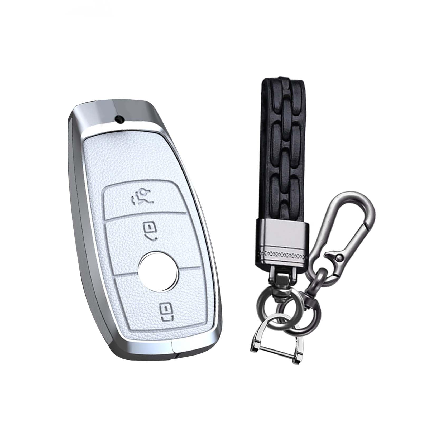 HIBEYO Custodia In Silicone TPU Per Chiave Mercedes - Rosa Con Portachiavi - Compatibile Con A/B/C/E/S/CLA/GLE/GLC E Altri (Controlla Forma)