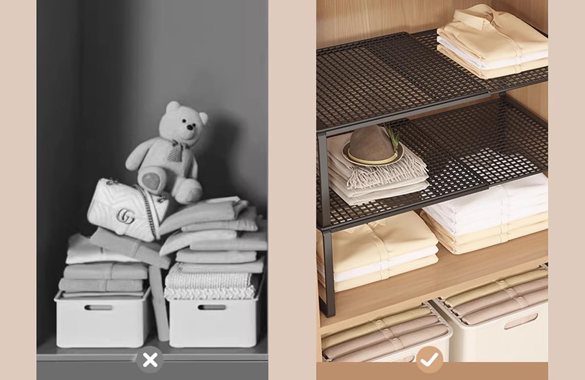 Spannstange für Schrank Erweiterbares Metallregal Verstellbarer Organizer für Küche, Kleiderschrank und Badezimmer (Weiß)