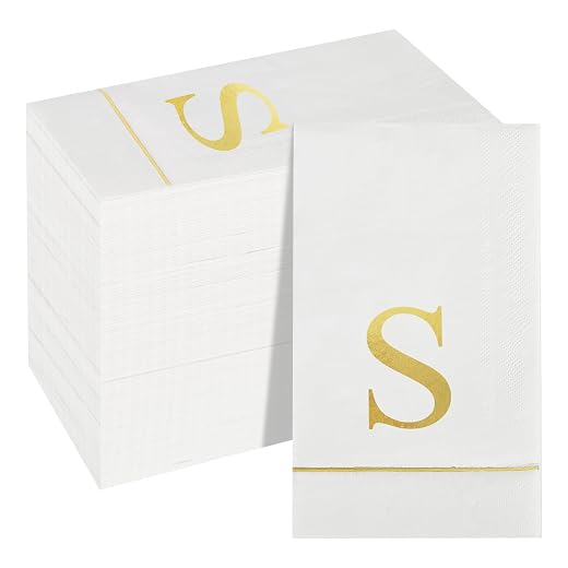 OTTIN Gold Foil Monogram Guest Towels