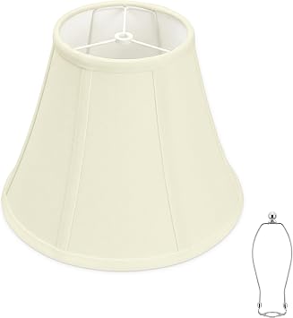 1-Pack Cream Bell Lamp Shade, 6.7" Top x 13" Bottom x 10" Height, Fabric Replacement Lampshade for Table Lamps, Spider Fitter Shade for Living Room & Bedroom, Harp Included, Easy Assembly Required