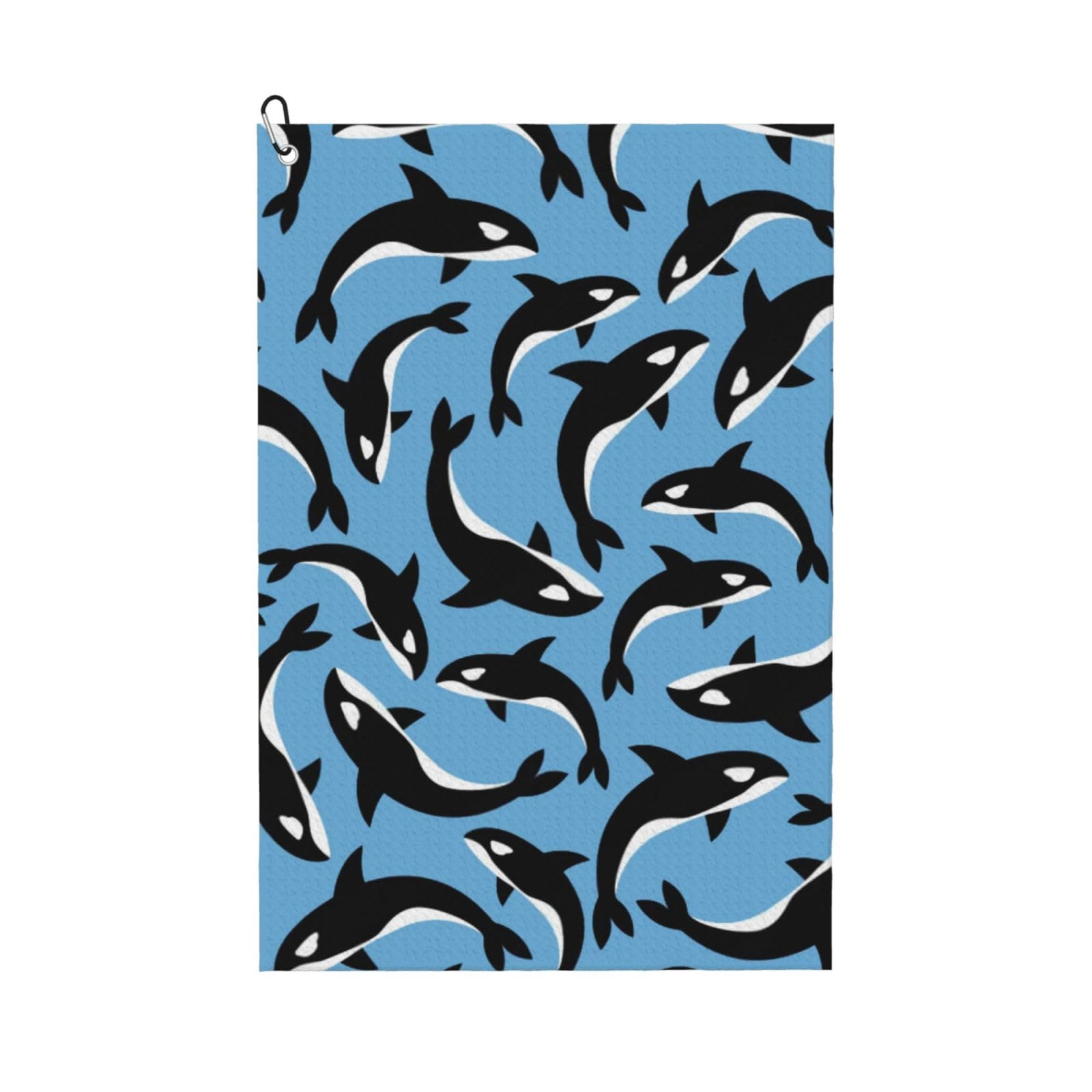 Hnnkloy Killer Whales Orca, 16x24 in Portable Waffle Golf Towels with Carabiner Clip for Golf Bag