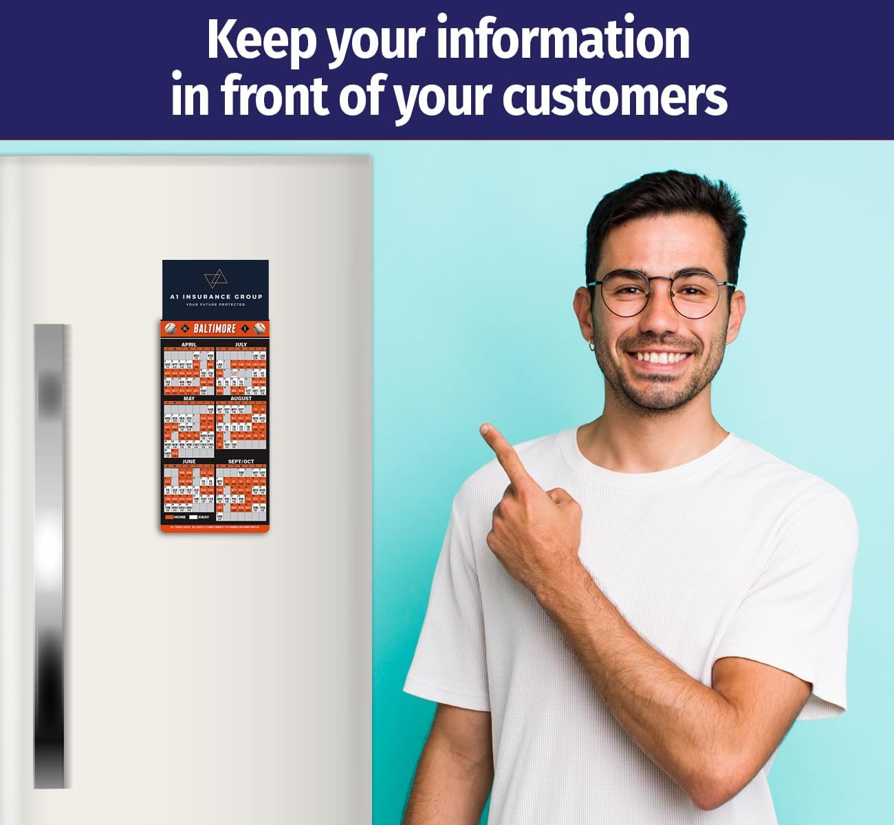 2026 Pro Baseball Sports Schedule (Baltimore) - 50/100/300 Quantity - Add Your Business Card - Fridge Magnets - Promotional Item, Business Advertising Products