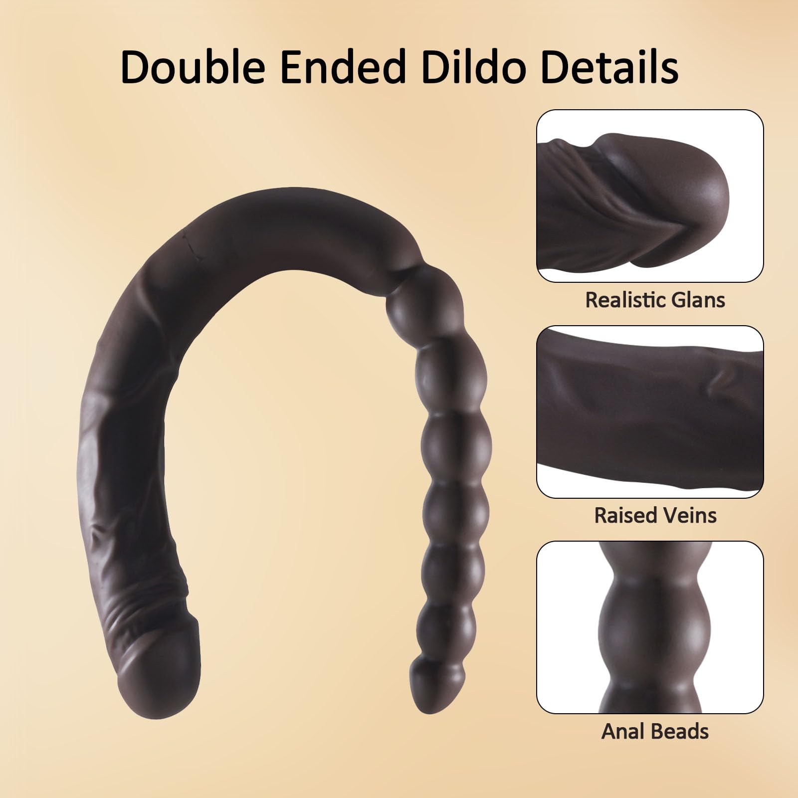 Dildo Doppio Lungo Enorme 66 cm, Pene Realistico e Perline Dildo Flessibile Doppia Faccia per Stimolatore Anale Vaginale, Dildos Giganti Spessi Silicone, Giocattoli Sessuali per Coppie Lesbiche