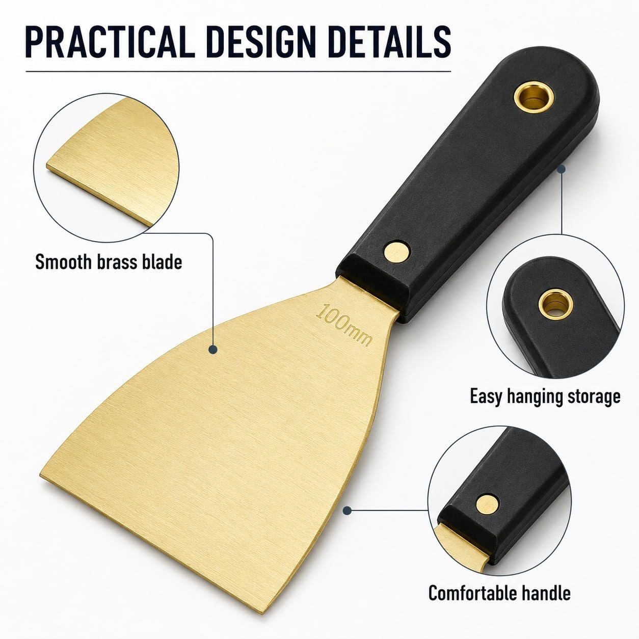 Acero inoxidable Espátula De Latón, Espátulas Masilla, Espátulas De Pintor Y Cuchillo De Masilla Para Placas De Yeso, Reparación De Paredes, Juntas, Bricolaje, Cuchillo De Masilla