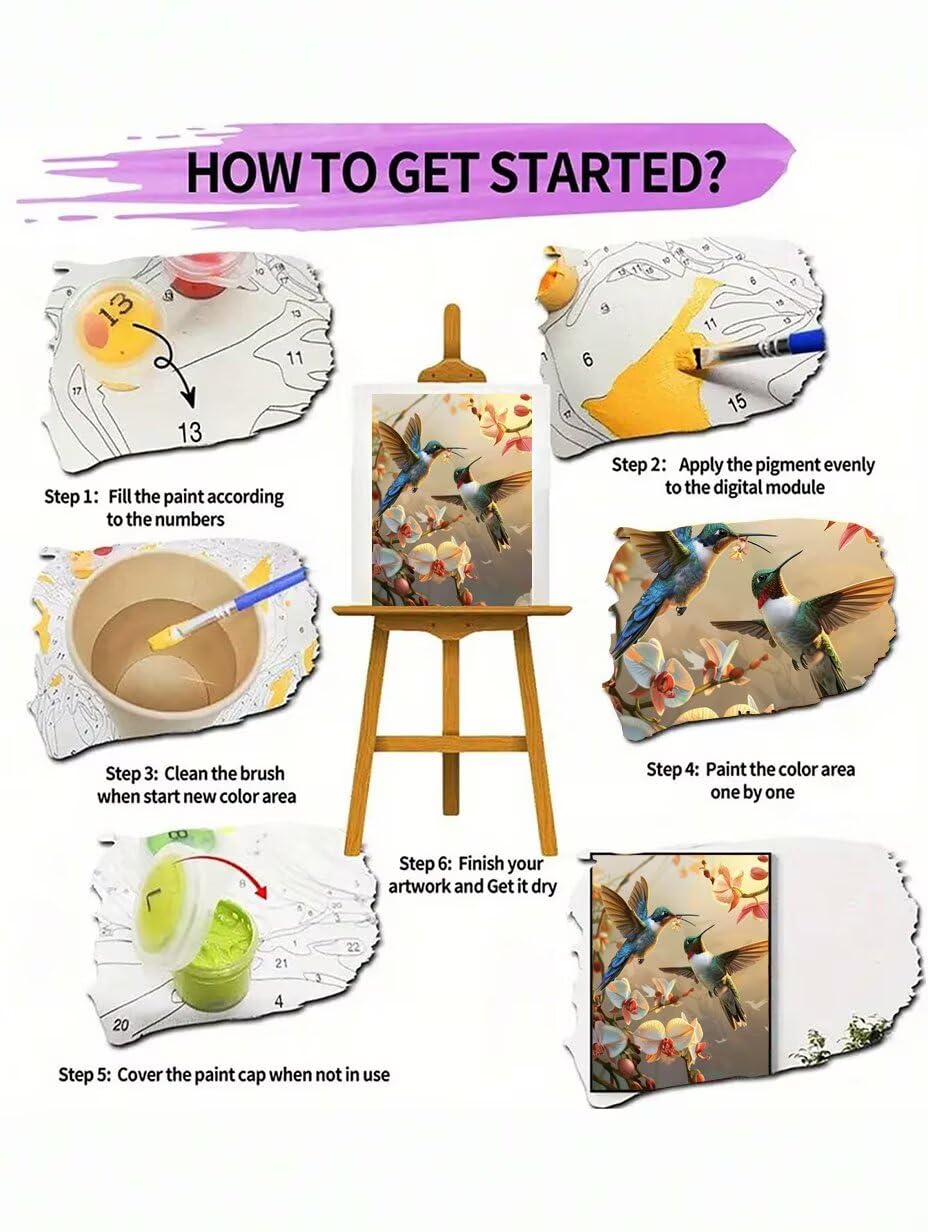 RNXAOPEN Numéro d’Art Moyen Format – Bird Flower – Loisir créatif – Kit de Peinture par NuméRos – Activité détente et créative – Dès 8 Ans 100x130cm – Version française 49-D
