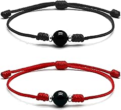 TURMALINA - 2 TOURMALINE Authentic Red and Black Thread Bracelets - Sterling Silver Ornaments - Evil Eye Amulet for Women and Men - Healing and Healing Negative Energy