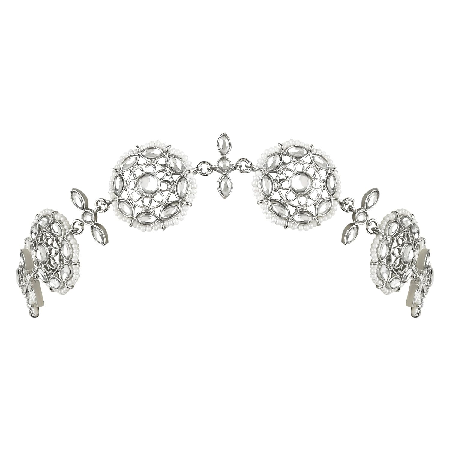 I Jewels Navratri Ethnic Silver Plated Traditional Floral Kundan Pearl Sheeshphool Matha Patti Sheeshpatti For Women/Girls (T2120S) (B0C89C15N1) Amazon Price History, Amazon Price Tracker