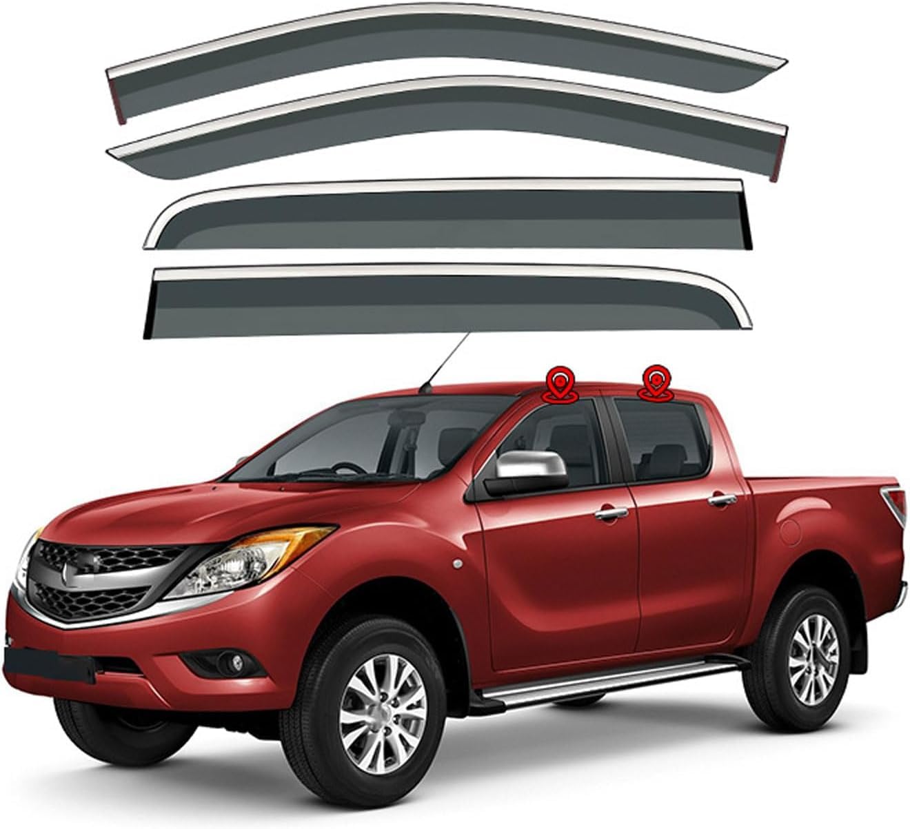 4 szt. owiewki samochodowe do Mazda BT-50 UP/UR 2012-2018 2019 2020, osłony przeciwsłoneczne, owiewki do okien bocznych, akcesoria samochodowe