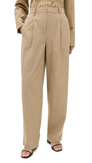 Vince Womens Mid Waist Pleat Front Trousers