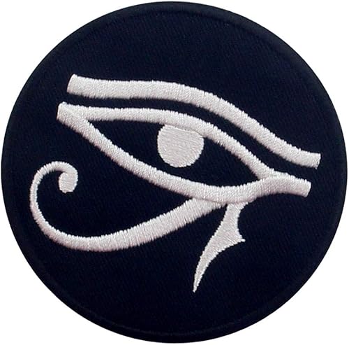 Miniatura 9 de Parche bordado Eye of Horus Wedjat con apliques para coser en emblema, rojo y negro