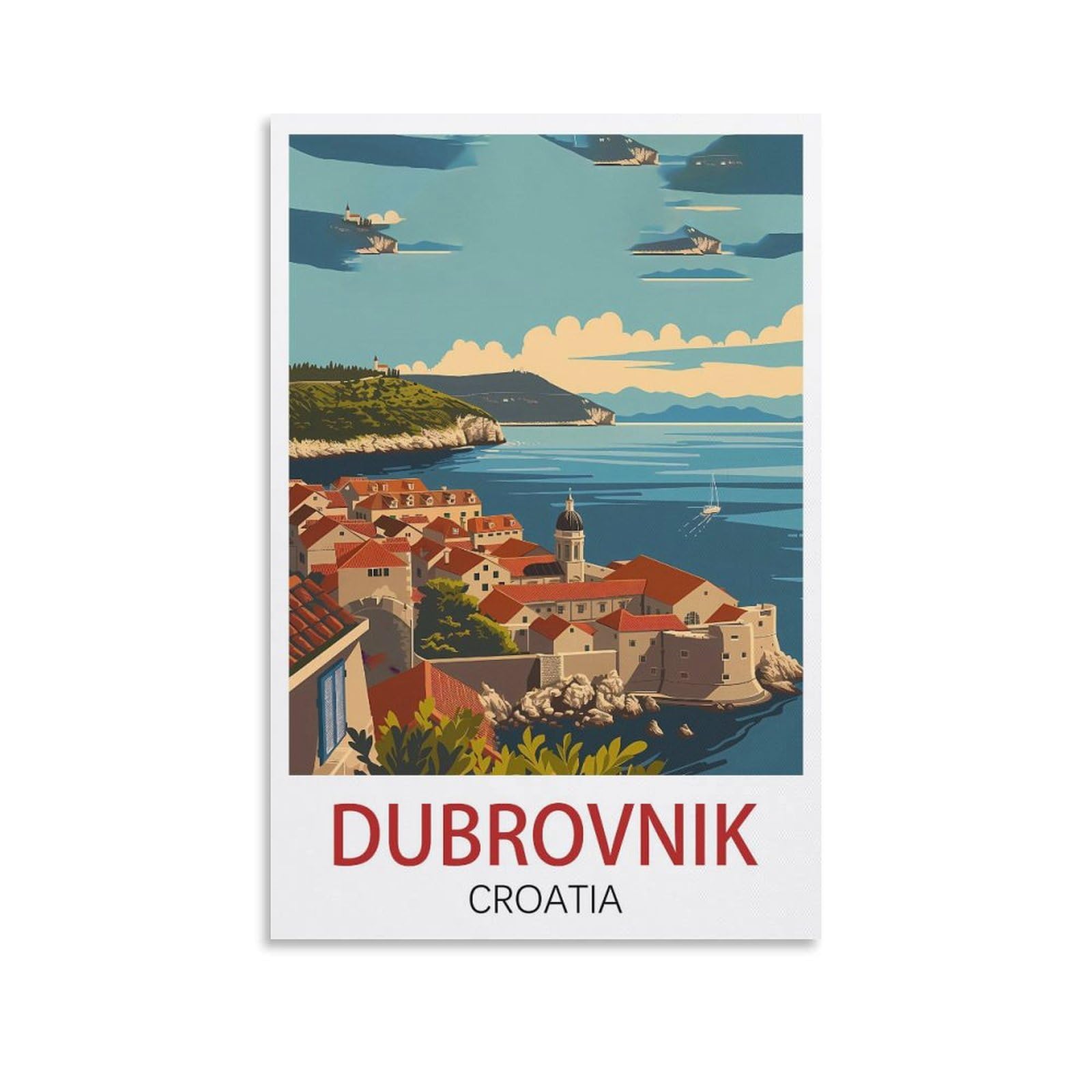 EZMLFA 5D Diamond Painting Kits for Adults,Dubrovnik Croatias,Diamond Painting,Landscape Gem Art Kits Adult and Crafts Home Decor 40x40cm