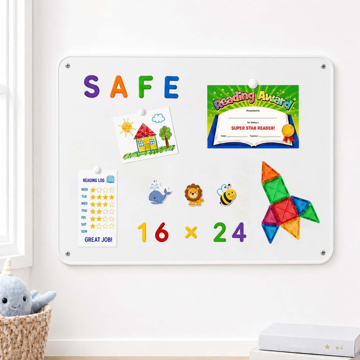 Kids Magnetic Board for Wall 24"x16"