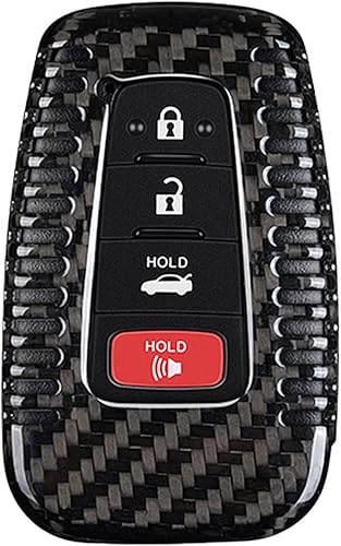 Funda para llavero de fibra de carbono genuina para Toyota 86 GT86 Avalon C-HR Camry Corolla Highlander Land Cruiser Prado Prius RAV4 2016-2023
