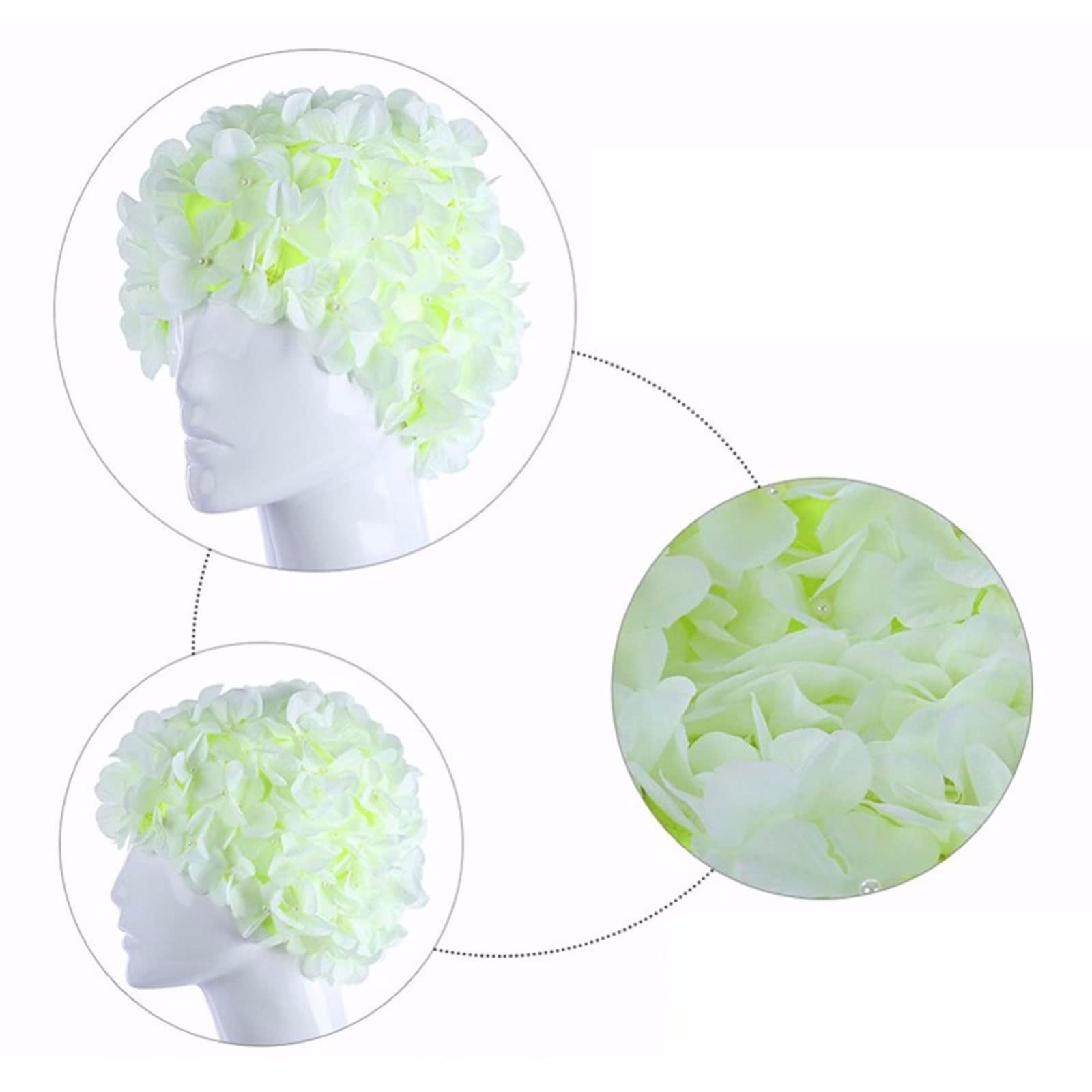 Bonnet de bain 1 pièce pour femme Motif fleurs Rose uni Bonnet de bain pour cheveux longs