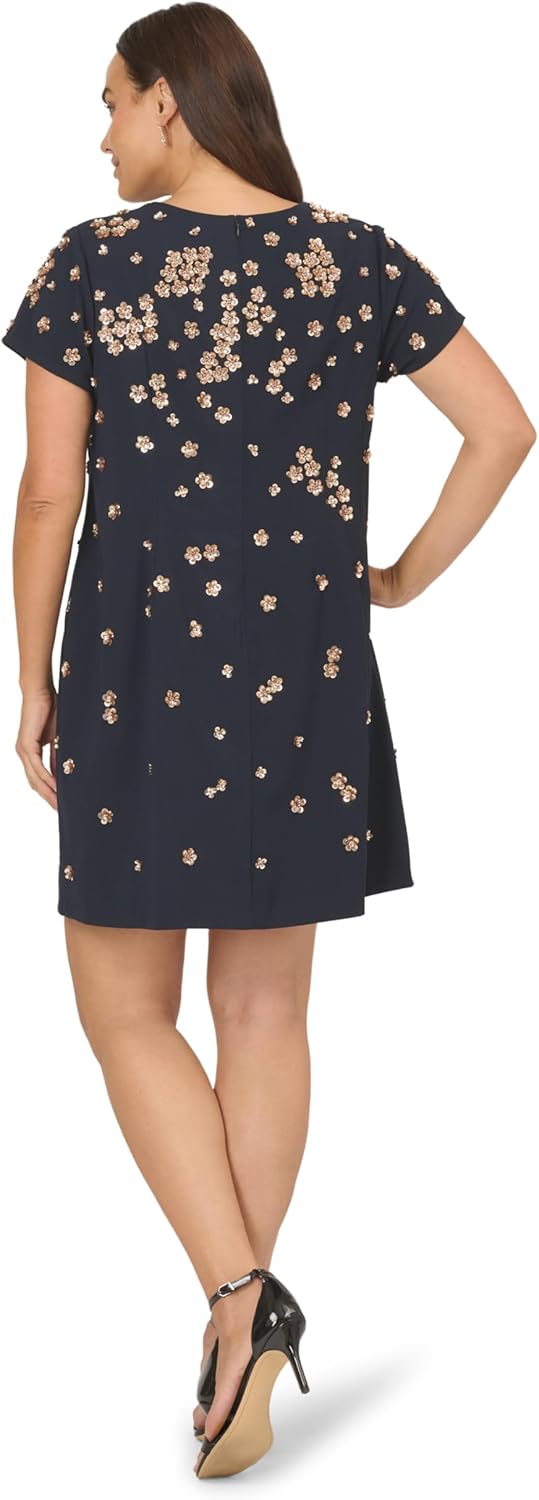 Adrianna Papell Women's Bead Crepe Shift Dress