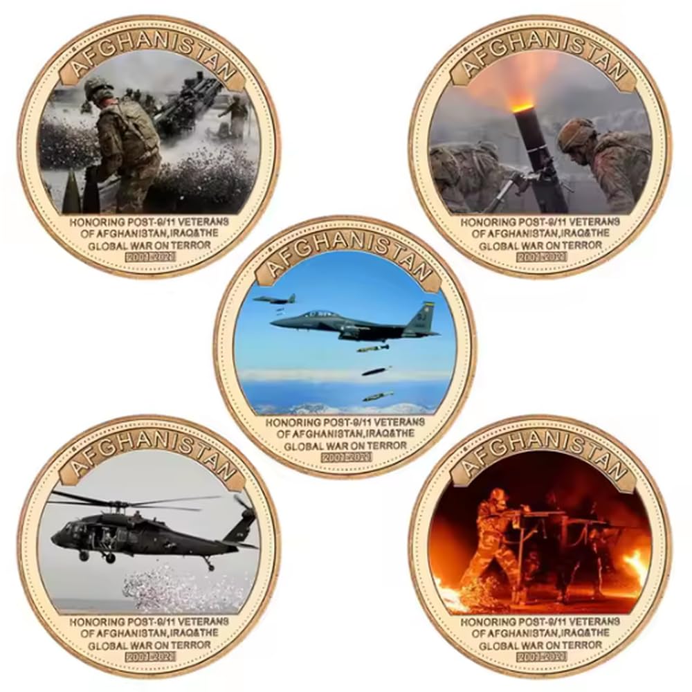 Monedas Conmemorativas De La Guerra De Afganistán Moneda Conmemorativa Monedas Coleccionables Chapadas En Oro Moneda De Desafío Regalos De Recuerdo 5 Piezas/Juego