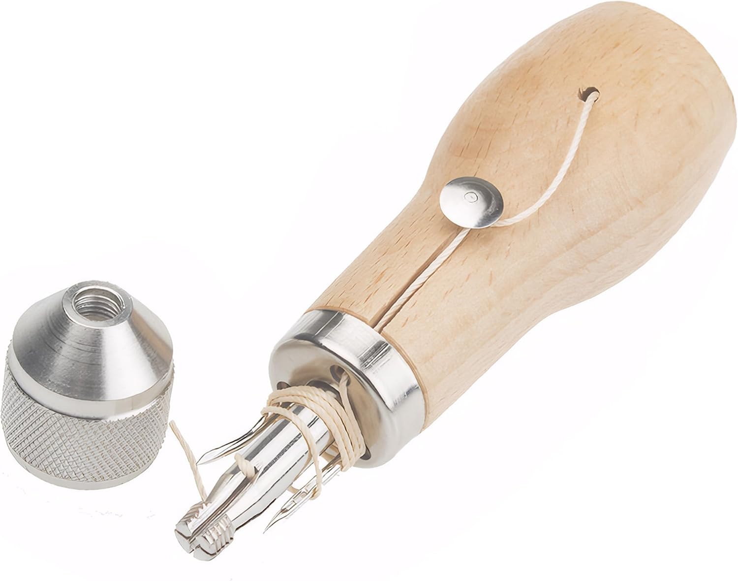 Vleant Speedy Stitcher Punch, Leather Sewing Awl Kit with 2 Needles for DIY Leathercraft, Bags, Shoes, Belts - Ergonomic Wooden Handle