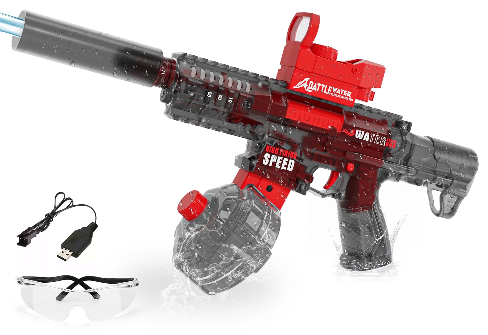 2025 Electric Water Guns for Adults Kids, Automatic Squirt Gun Toy for Kids Ages 4-8 8-12, Large Capacity High Power, 32ft Ultra-Long Range, Summer Pool Outdoor Beach Water Toys for Boys Girls（Red）