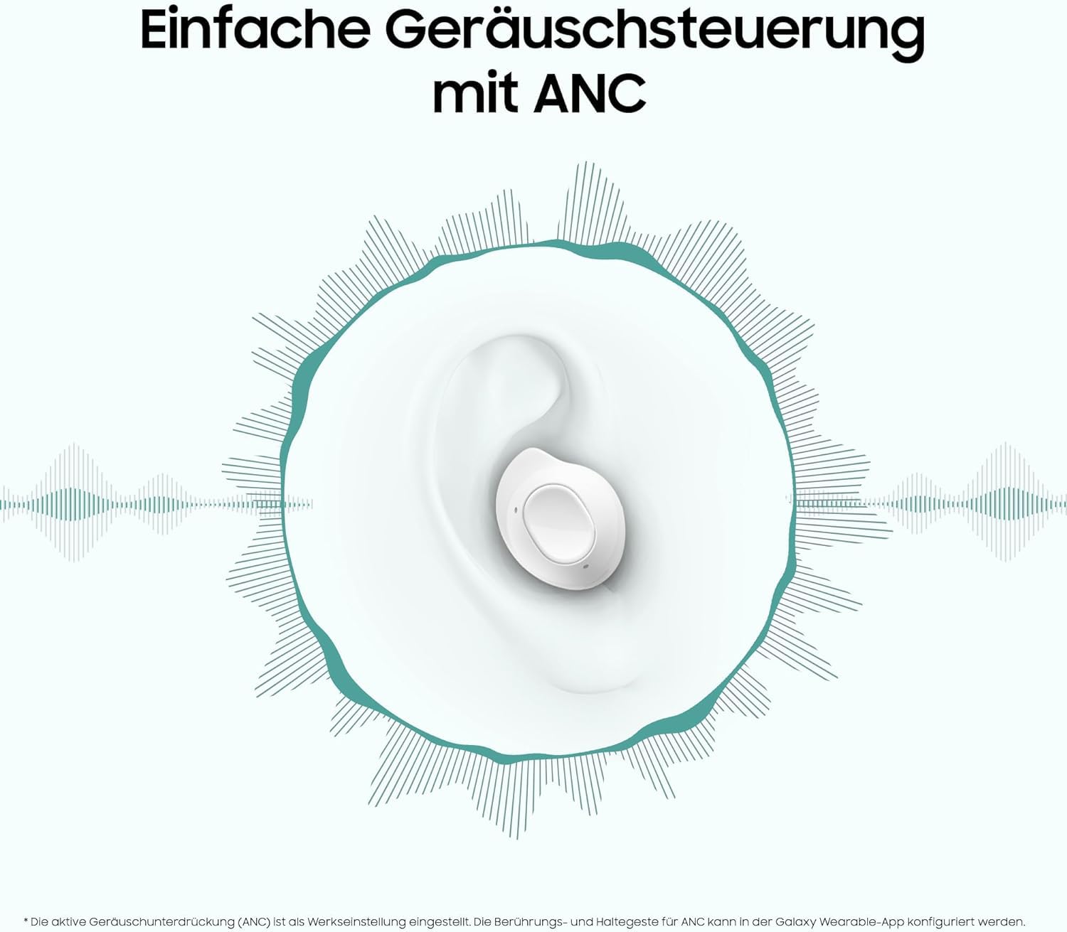 Samsung Galaxy Buds FE Kabellose Bluetooth-Kopfhörer, Active Noise Cancelling (ANC), Komfortable Passform, 3 Mikrofone, Touch Control, Tiefer Bass, Inkl. Ladekabel, White