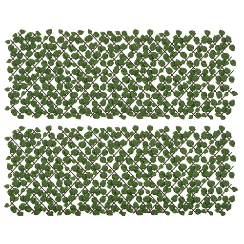 Outsunny Lot de 2 haies artificielles Treillis Extensible - Brise-Vue canisse végétale Feuillage réaliste, intérieur extérieur, 2 x 1 m