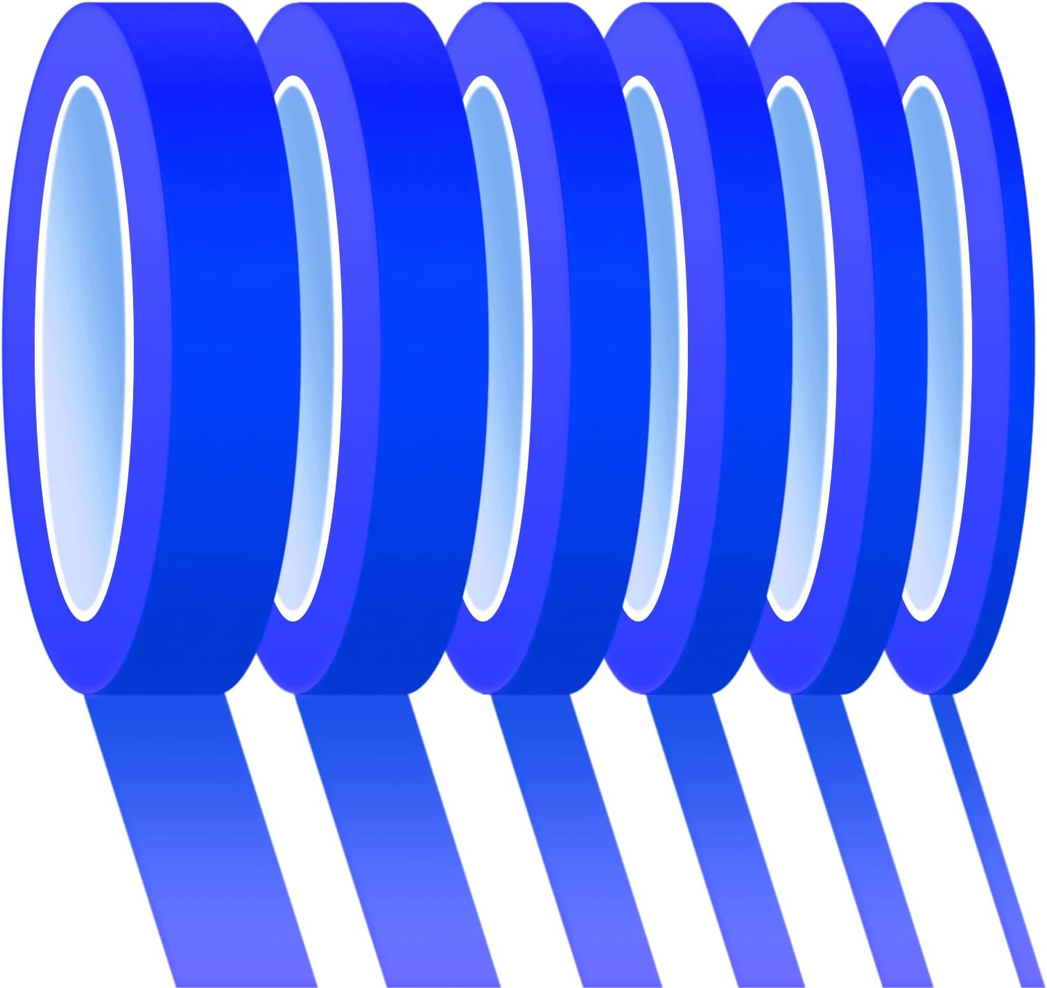 6 Rolls Fine Line Tape 1/16, 1/8, 1/5, 2/5, 1/2, 3/4 Inch x 55 Yard Fineline Masking Tape Painter Adhesive Automotive for DIY Car Auto Paint (Blue, Mixed Sizes)