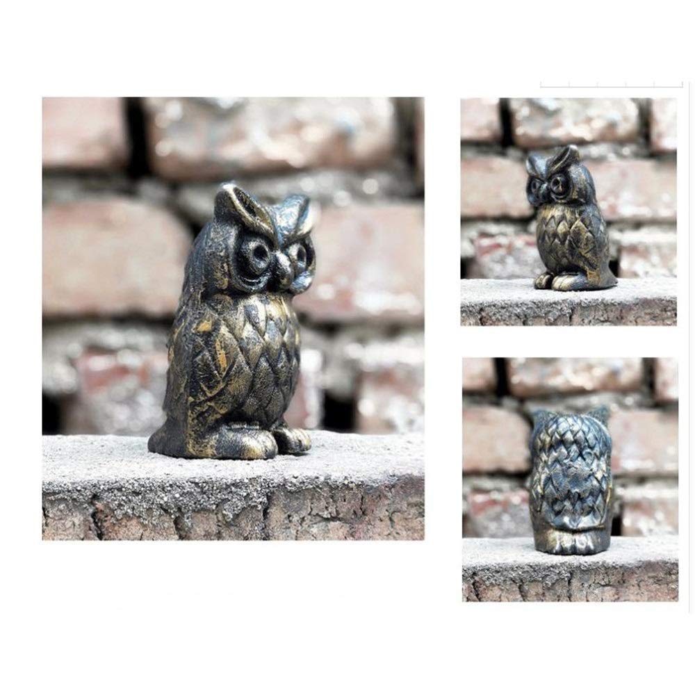 Posąg ogrodowy, Mini Vintage Żeliwo Dekoracja Sowa, Metalowe Kreatywne Ozdoby Ogrodowe Art Żelazna Rzeźba do Krytych Ozdób Ogrodowych Na Zewnątrz Posąg Ogrodowy