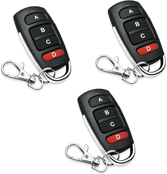 3Pcs 433MHz Electric Gate Fob Universal Garage Door Remote Control Key Fob, Cloning Remote Control Keychain, for Electric Gates, Wireless Systems, Clone Garage Gate Door Opener