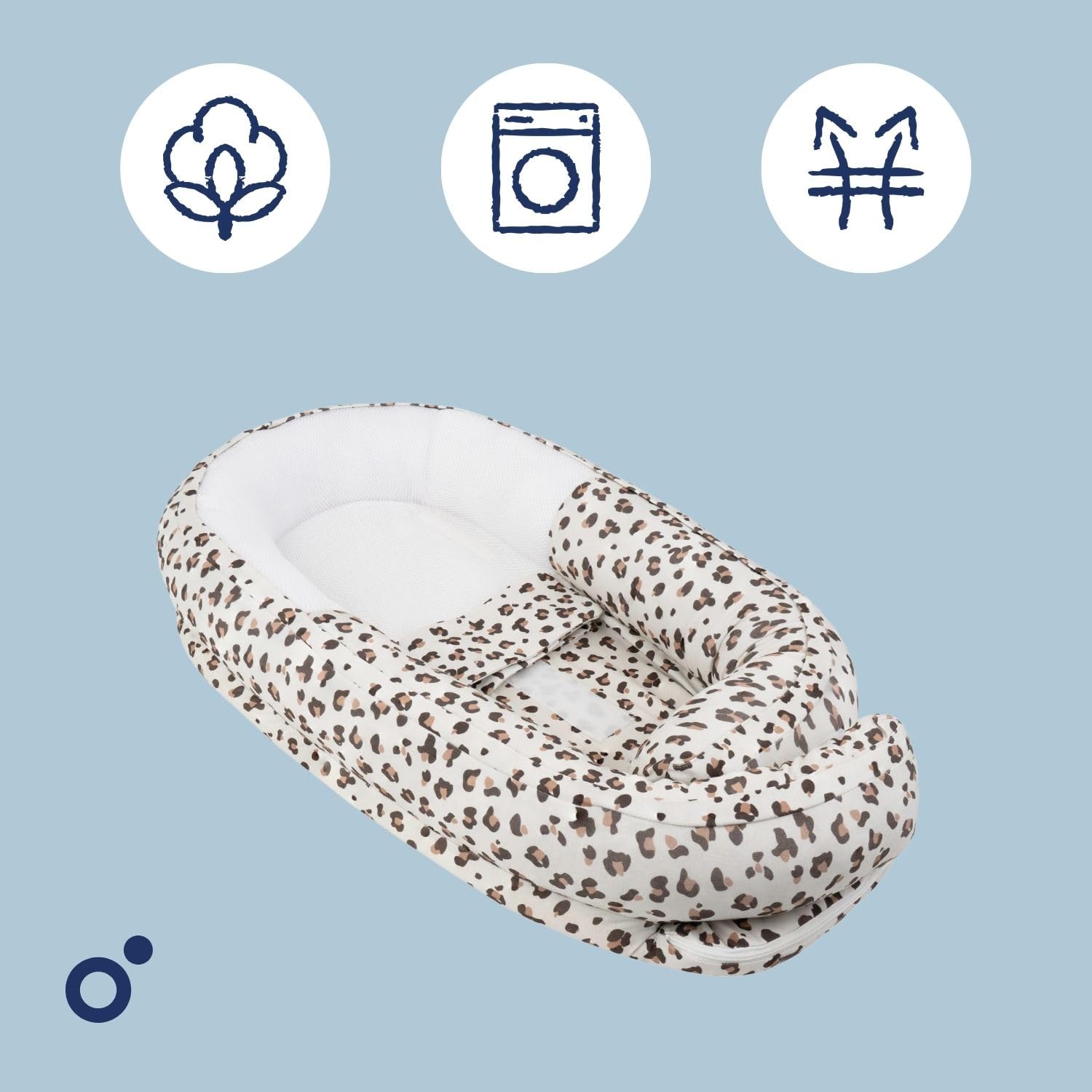 doomoo Cocoon Réducteur nouveau-né Leopard Cream - Evolutif & Respirant, 0-3 mois