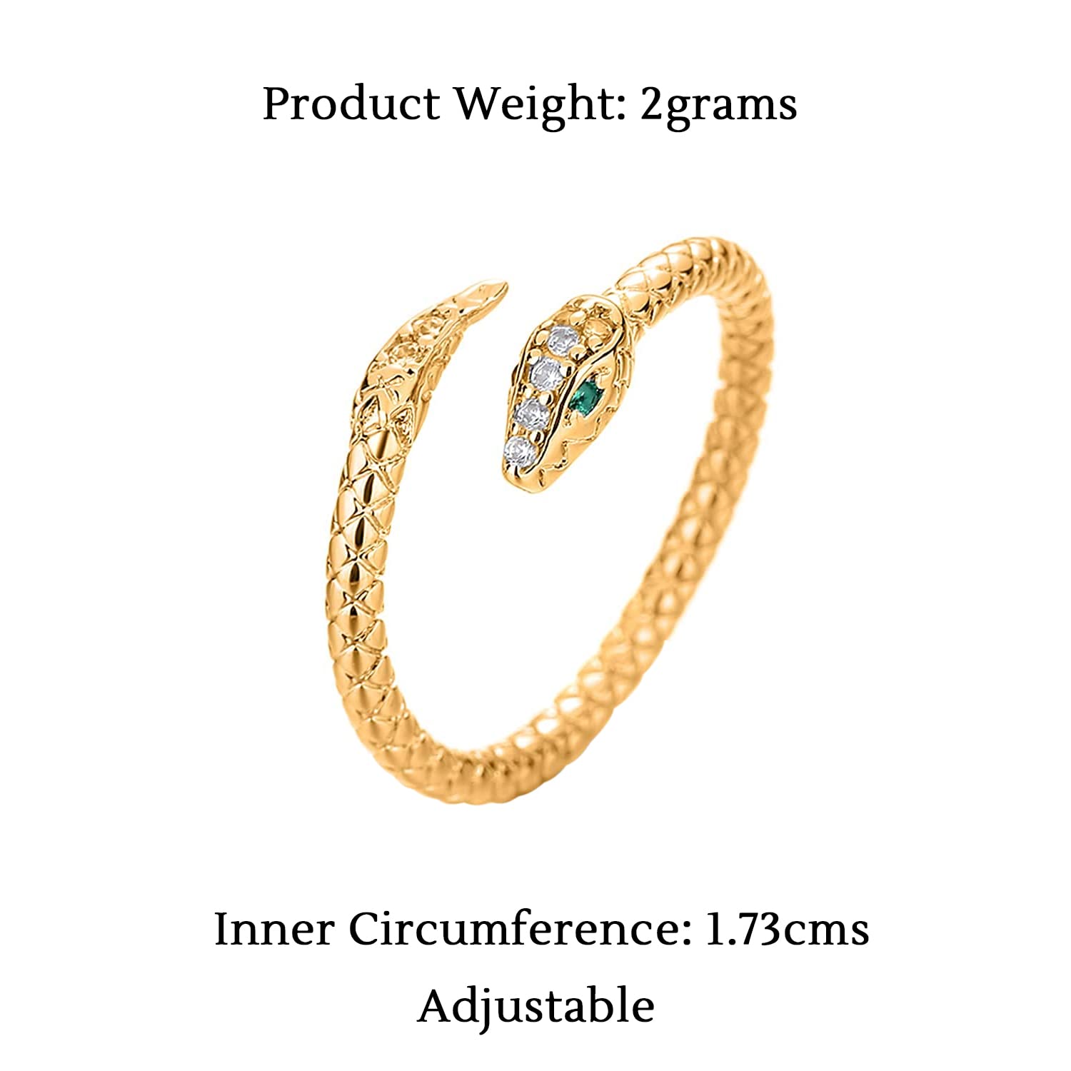Snake Shaped Plated Ring, Gift for Her