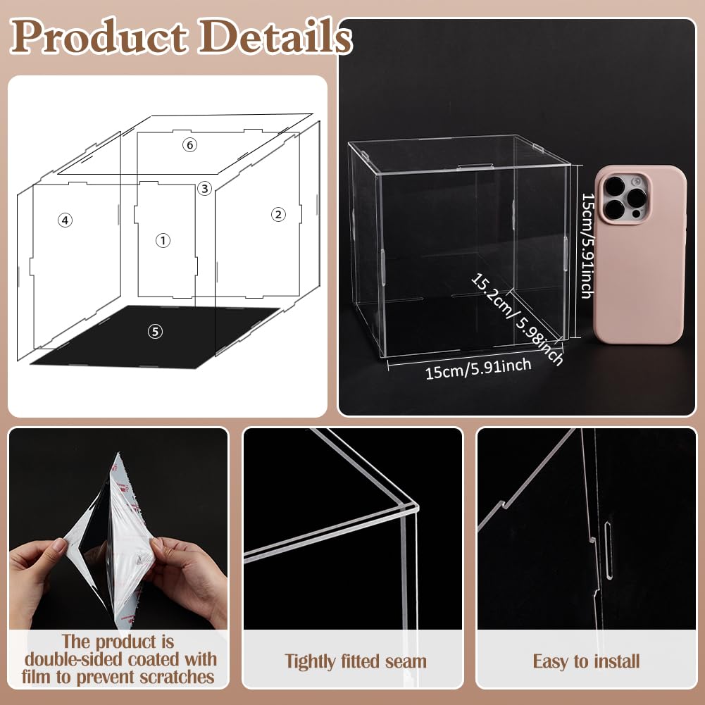 Sourcing Map Boîte de Vitrine Transparente en Acrylique, Ensemble de Boîte en Acrylique Assemble Transparente Anti-poussière, Vitrine de Présentation 20x20x30cm pour Objets de Collection, Artisanat
