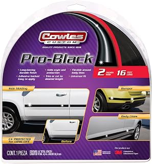 Cowles Custom - Black Finish, 2" by 16 ft, Premium Universal Body Molding for All Vehicles - Easy Install, UV Protected, Long Lasting Flexible PVC