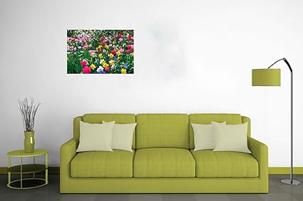 Go Green Tale Colorful Flowers Valley Poster|Nature Fields Poster For Restaurants, Living Area|1Pc|Decorative Wall Poster