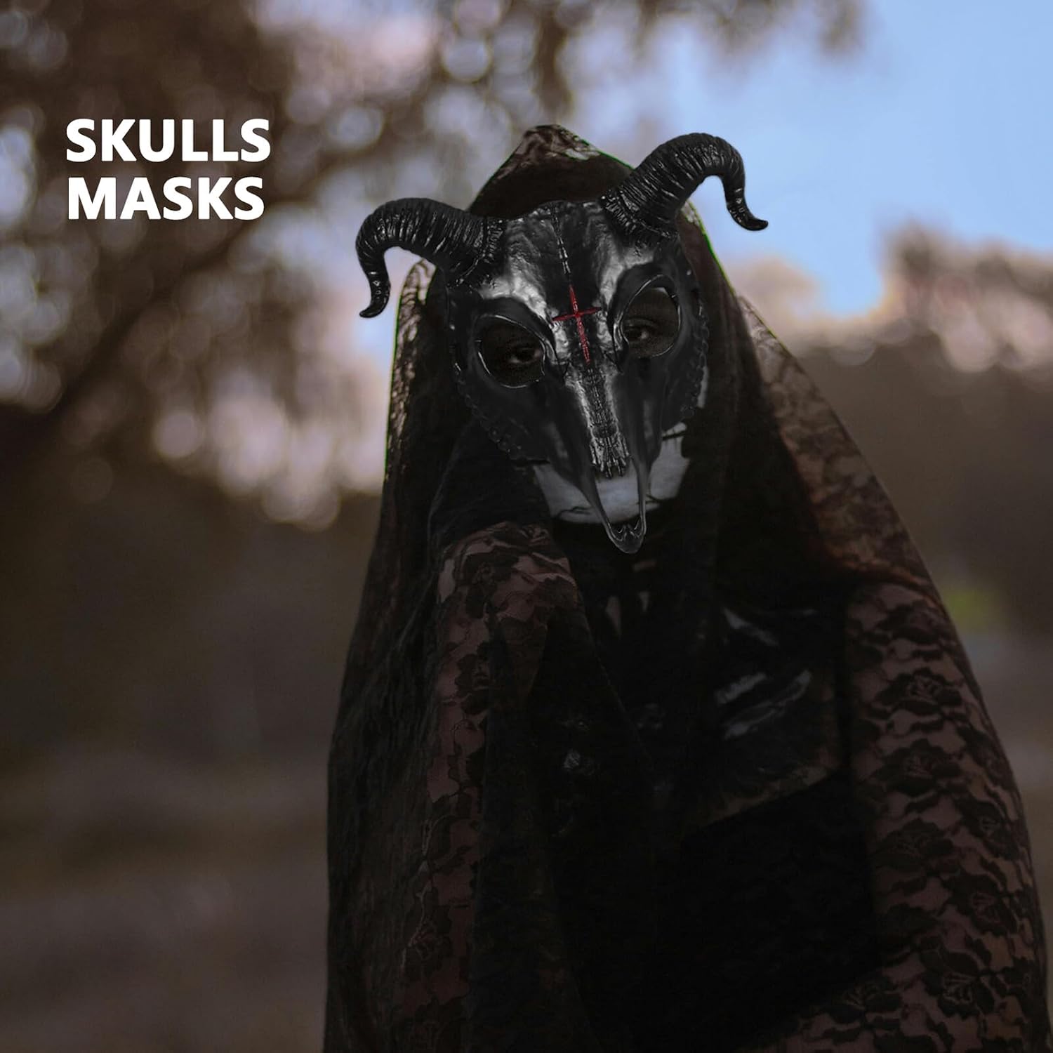 3d Goat Skull Mask Halloween Scary Sheep Horns for Adult Cosplay Party and Halloween Dress-up Accessories