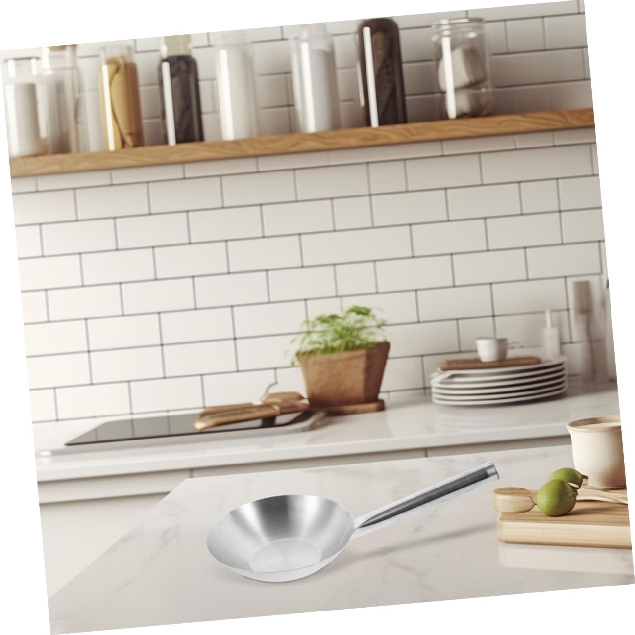 Stainless Steel Water Ladle Large Household Scoop Long Handle 21cm Non-magnetic Kitchen and Bathroom Serving Spoon for Soup and Sauna Use