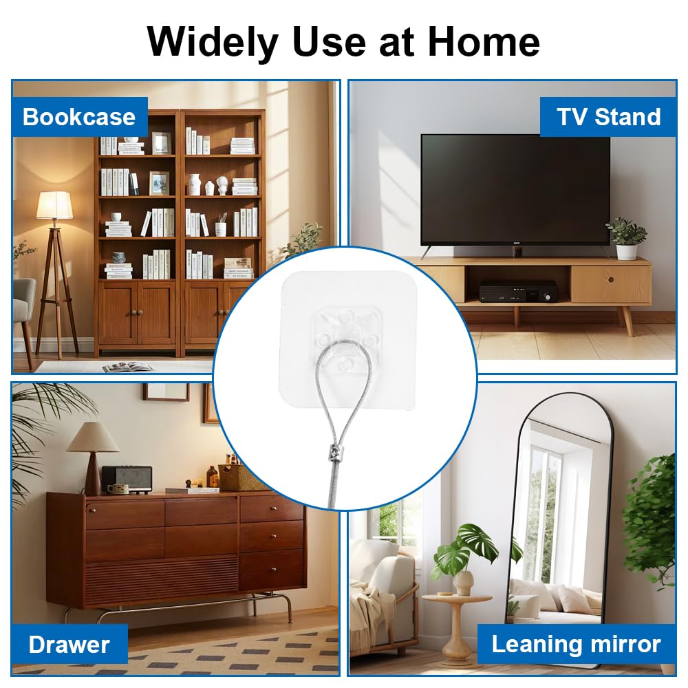 Sangles Anti-Basculement pour TV et Meubles, Sécurité Réglable sans perçage, Fixation Murale