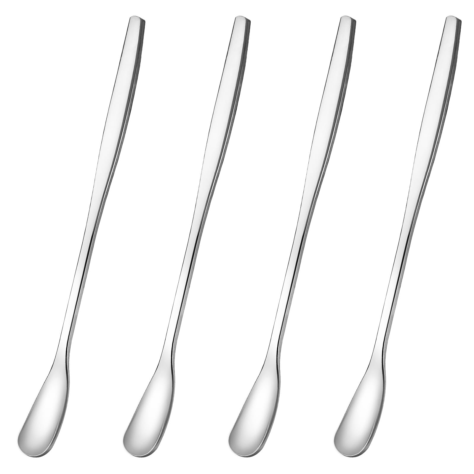 Lot de 4 cuillères à mélanger longues en acier inoxydable - 15,2 cm - Argenté - Tendance