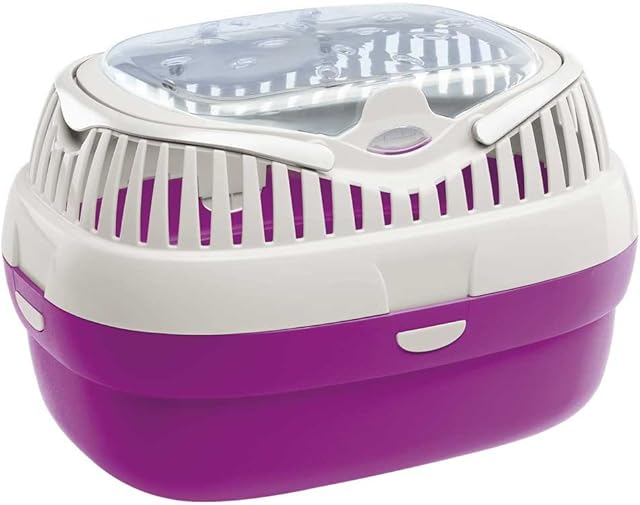 Ferplast Rabbit, Guinea Pig and Rat Carrier ALADINO Large Travel Cage for Small Animals, Rodents Rabbits, Sturdy Plastic, Ventilation Grids, Comfortable Handle, 36 x 26 x h 23 cm, Fuchsia