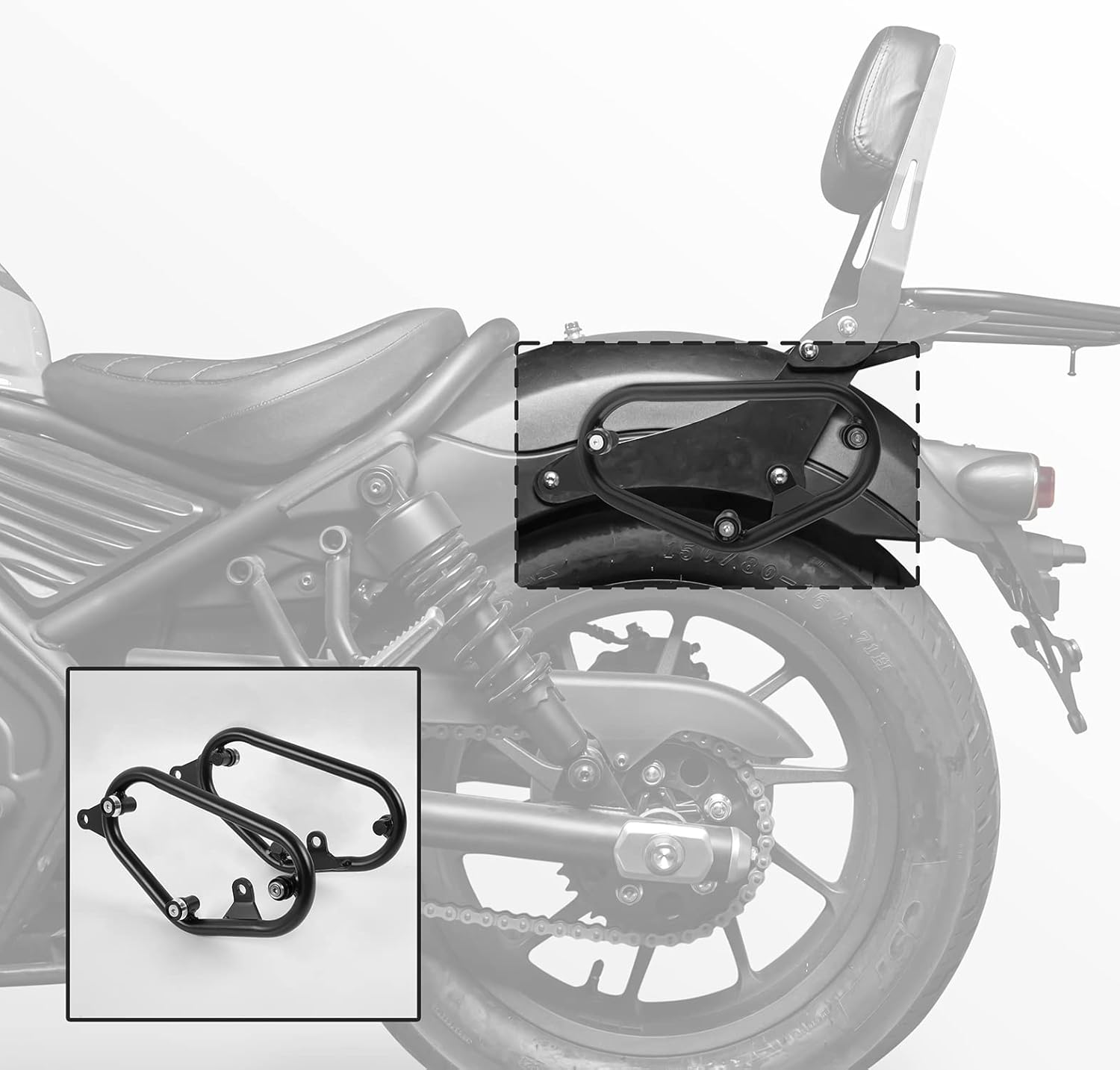 Lorababer Motorcycle Saddlebag Side Mount Support Bar Mount Bracket Compatible with Honda Rebel