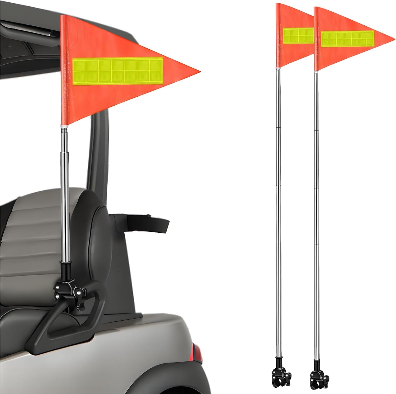 Toddmomy Reflective Telescopic Safety Flag for Golf Carts Mobility Scooters Height Flag Durable High Visibility for Wheelchairs Outdoor