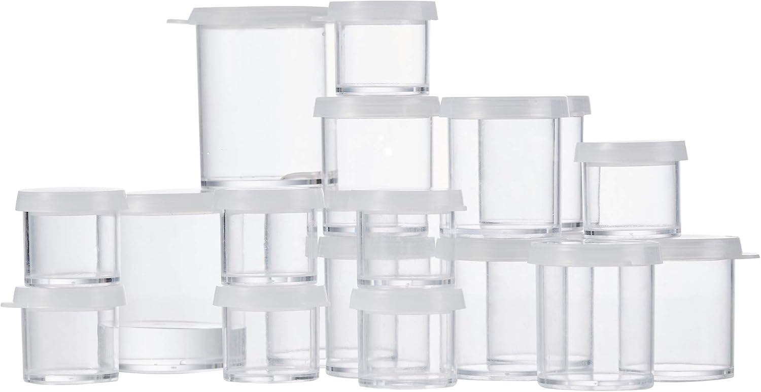 COLOUR BLOCK ARTYDIDS19PC Assorted Storage Cup Set-Great as Craft Storage, Slime Containers, Jello Shot Cups, Paint Storage or Diamond Painting- Comes in Many Sizes for Different User