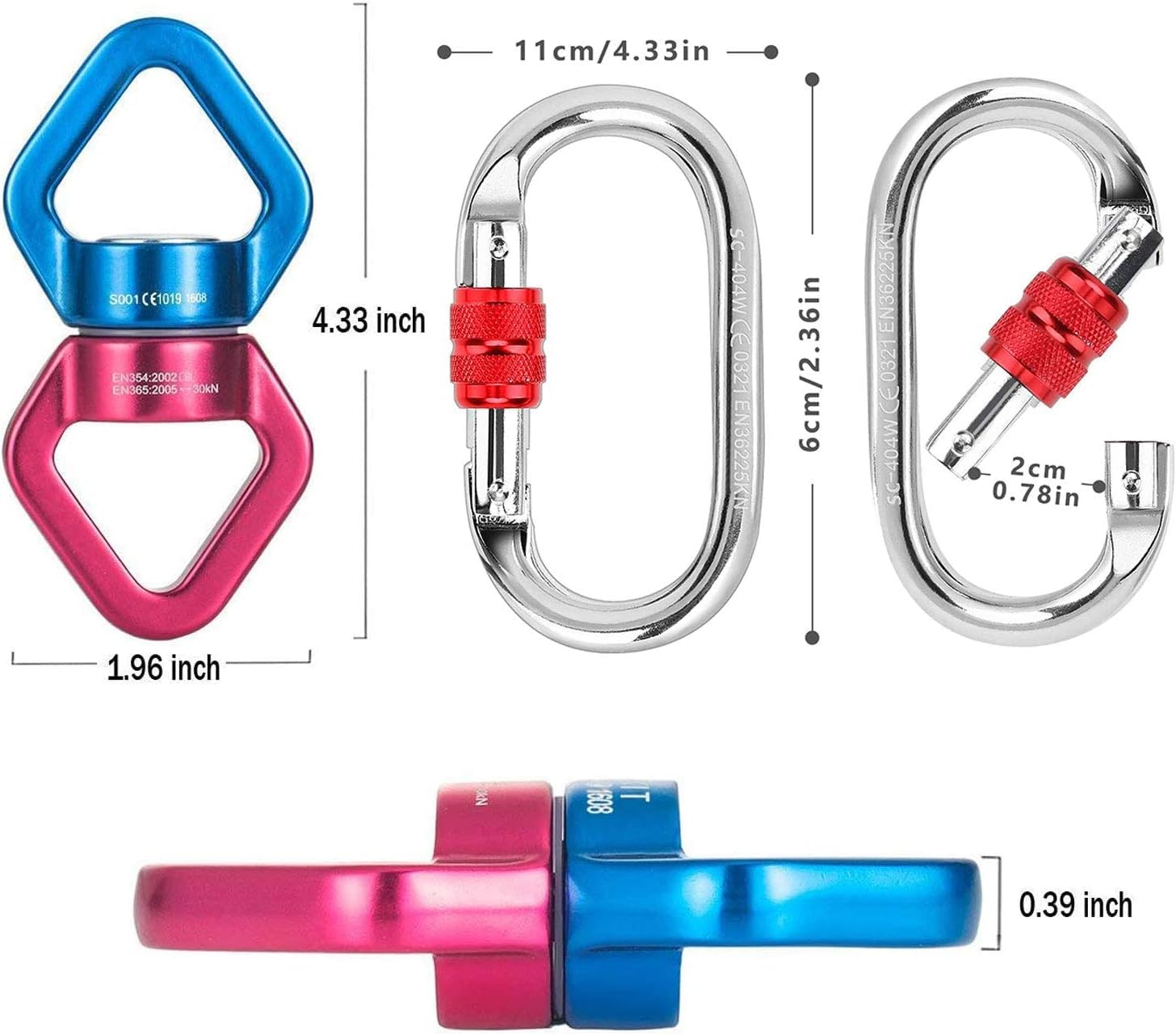 Columpio, dispositivo giratorio de 30 KN con certificado CE, dispositivo giratorio de 360°, accesorio colgante para columpio de árbol de red, silla hamaca, cuerda de escalada, yoga aéreo,
