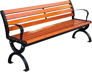 Banco de jardim ao ar livre, banco de jardim de parque de terraço Cadeira de varanda à prova de intempéries, banco de varanda de lazer com braços e encosto, assento de ripas ao ar livre com madeira m