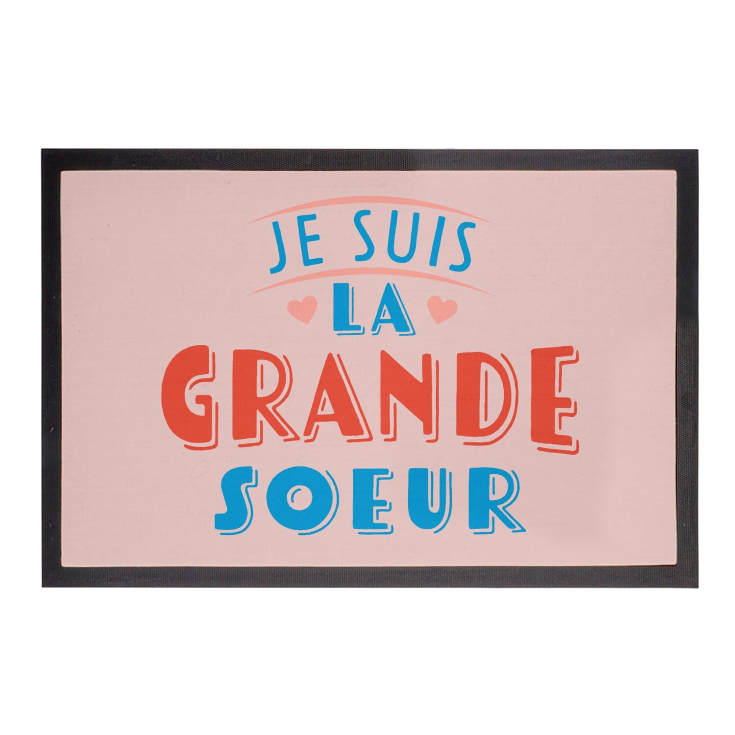 Paillasson rose Je suis la Grande Soeur pour chambre enfant fille 60x40cm