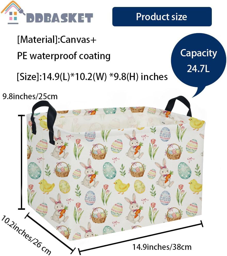 Image of Easter Basket for Kids Easter Gift Basket Empty Baby Easter Basket for Boys and Girls Rectangular Toy Storage Basket Organizer Bin Box Cute Easter Egg Room Decor for Home(Easter Gift Basket)